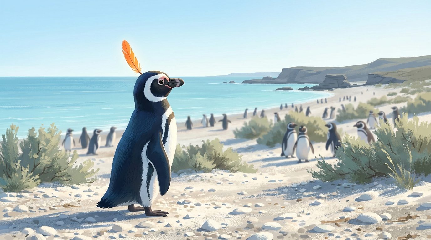 A penguin searching for the perfect stone in Patagonia.